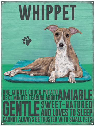Whippet dog characteristics meta sign
