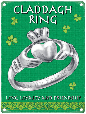 Claddagh Ring, love loyalty and friendship metal sign