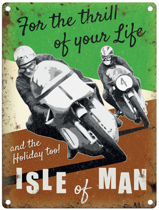 Isle of Man motorbikes metal sign