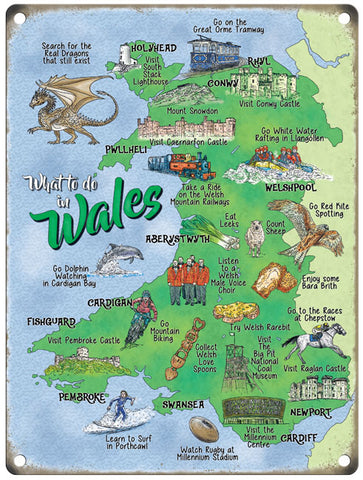 Wales map metal sign