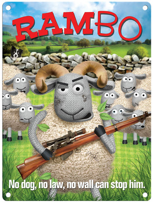 Rambo sheep metal sign