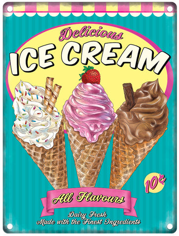 Delicious Ice Cream retro metal sign
