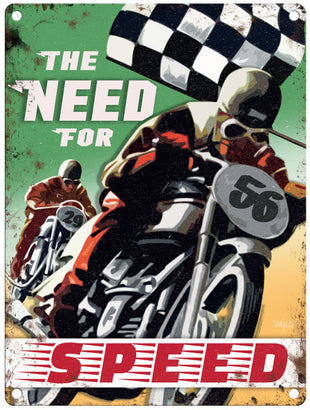 The need for speed metal sign