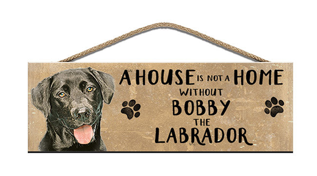Personalised black labradoodle wooden sign