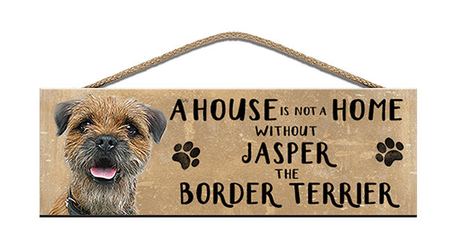 Personalised border terrier wooden sign