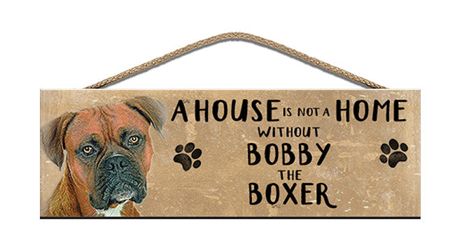 Personalised boxer dog wooden sign