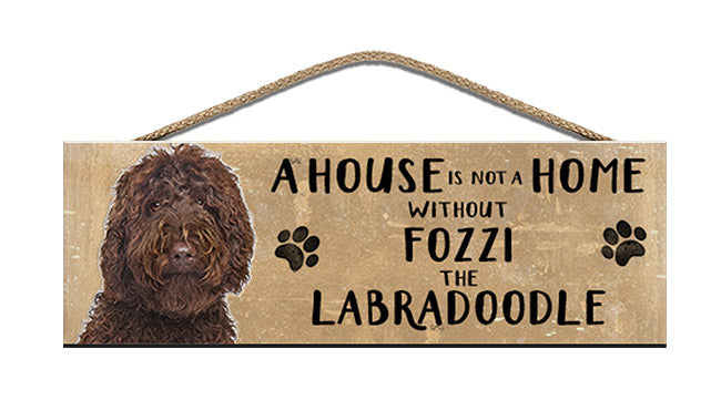 Personalised brown labradoodle wooden sign
