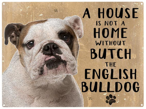 Personalised english bulldog metal sign