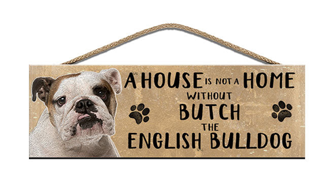 Personalised english bulldog wooden sign