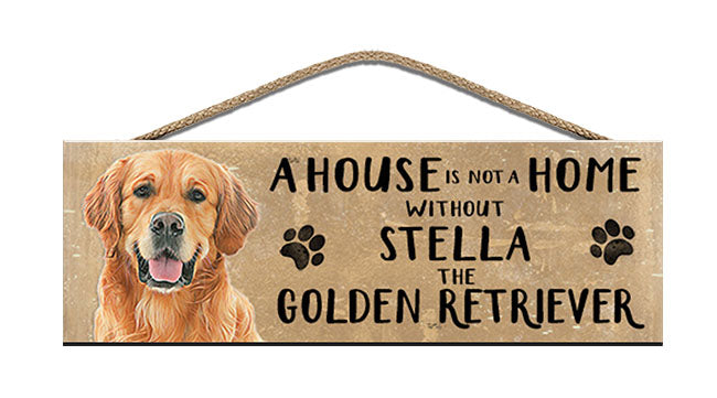 Personalised golden retriever wooden sign