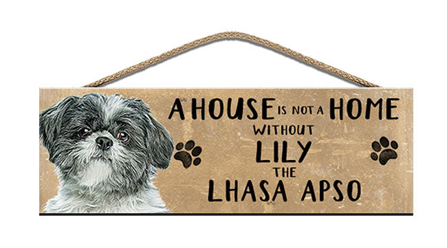 Personalised lhasa apso wooden sign
