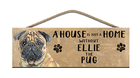Personalised pug dog wooden sign