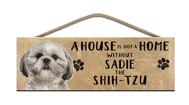 Personalised shih-tzu wooden sign