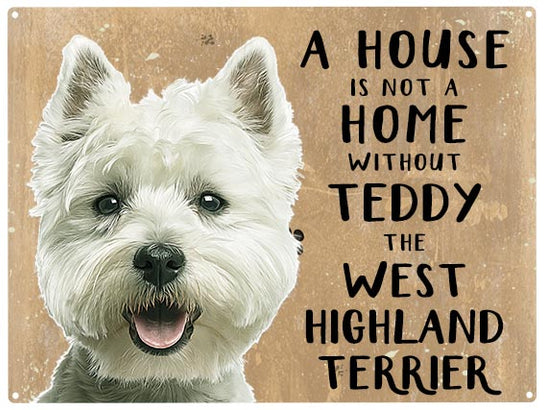 Personalised west highland terrier metal sign