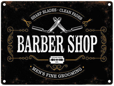 Barber shop mens fine grooming metal lsign