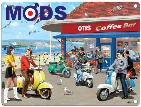 Mods at the coffee bar metal sign