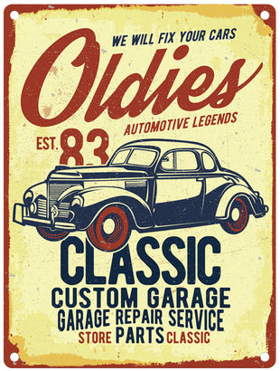 Oldies Classic Custom Garage metal sign