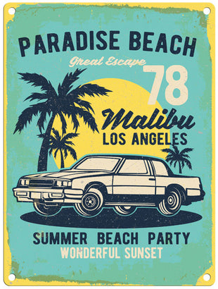 Paradise Beach Malibu metal sign