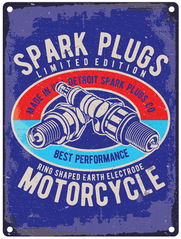 Spark Plugs Motorcycle metal sign