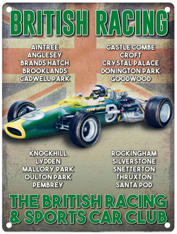 British racing and sports car club metal sign