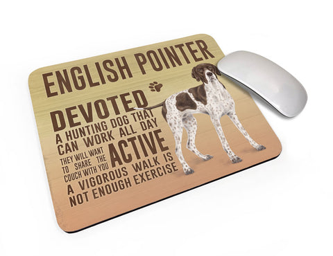 English Pointer Dog characteristics mouse mat.
