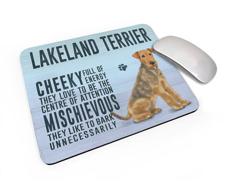 Lakeland Terrier Dog characteristics mouse mat.