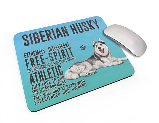 Siberian Husky Dog characteristics mouse mat.