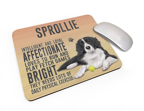 Sprollie Dog characteristics mouse mat.