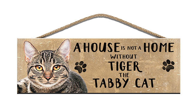 Personalised tabby cat wooden sign