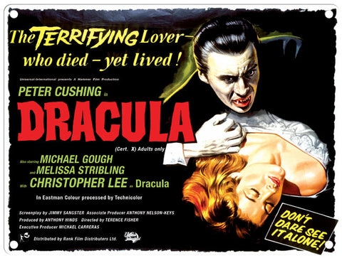 Dracula cinema poster metal sign