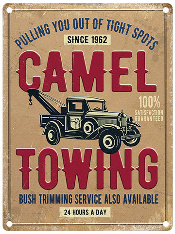 Camel Towing and bush trimmimg metal sign