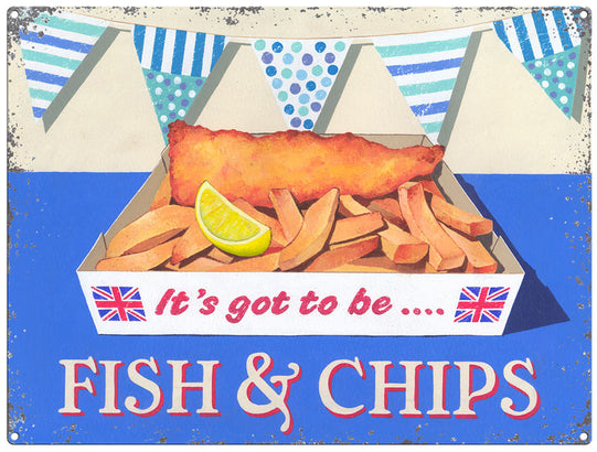 Fish and Chips by Martin Wiscombe. metal sign