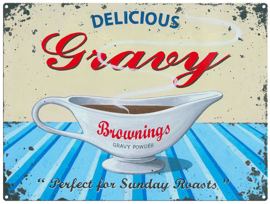 Delicious Gravy by Martin Wiscombe metal sign