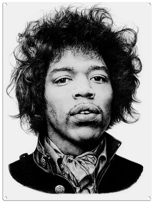 Jimi Hendrix illustration metal sign