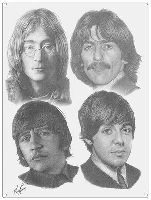 Beatles Fab Four illustration metal sign