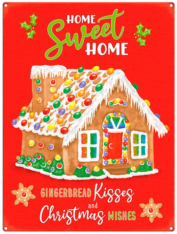 Home Sweet Home Gingerbread Kisses. christmas metal sign