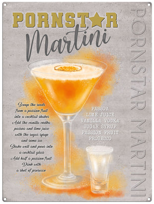 Pornstar Martini recipe metal sign