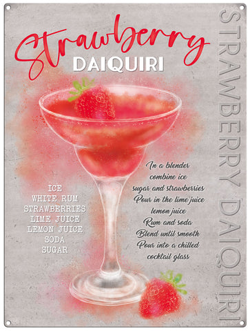 Strawberry Daiquiri recipe metal sign