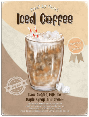 Iced Coffee recipe metal sign