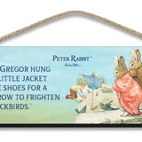 Beatrix Potter Peter Rabbit Mr McGregor scarecrow wooden sign
