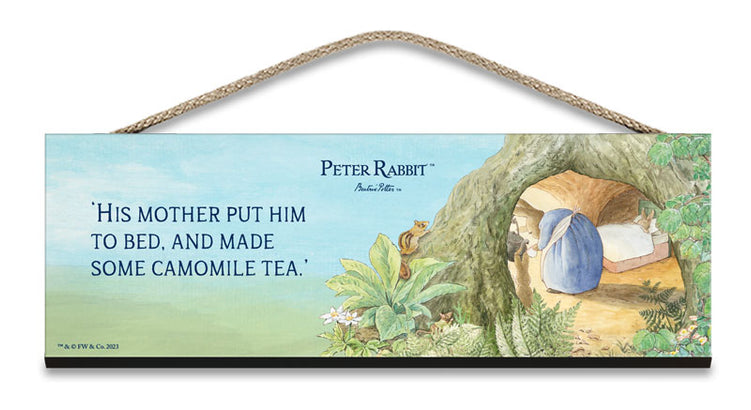 Beatrix Potter Peter Rabbit Put to bed hanging wooden sign