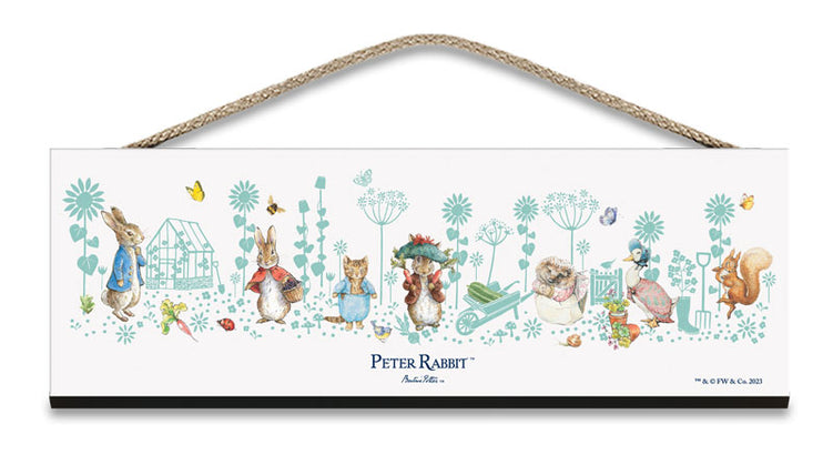 Beatrix Potter Peter Rabbit Characters hanging wooden sign