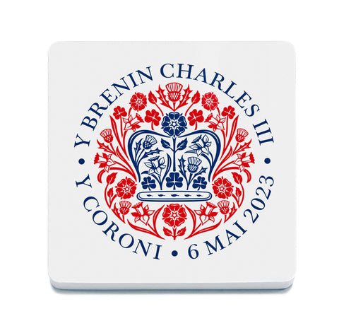 King Charles III Coronation Emblem Fridge Magnet in Welsh Language
