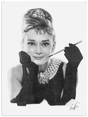 Audrey Hepburn illustration by Chris Burns metal sign