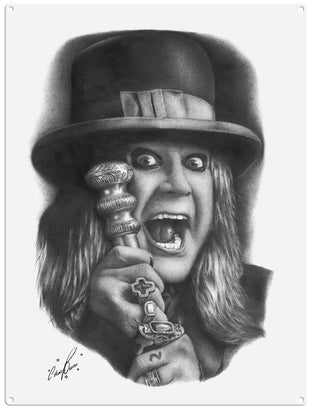 Ozzy Osbourne illustration by Chris Burns metal sign