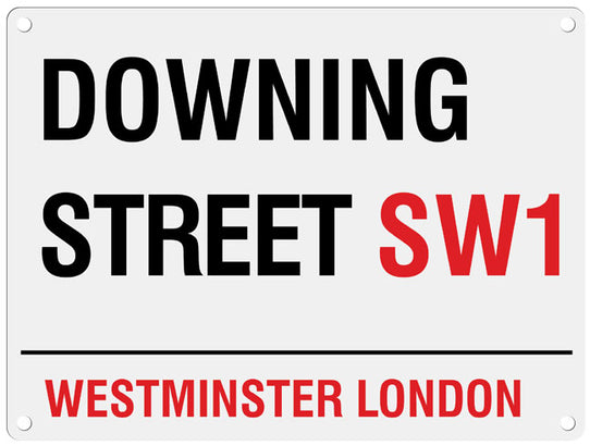 Downing Street London metal street sign