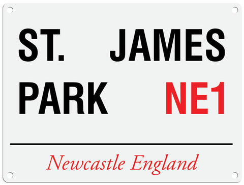 St James Park NE1 Newcastle metal street sign