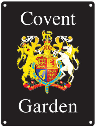 Covent Garden coat of arms metal street sign