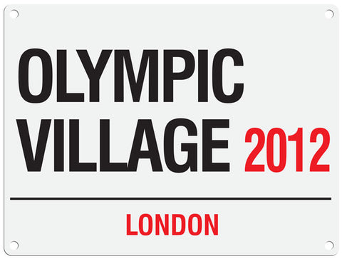Olympic Village 2012 London metal street sign