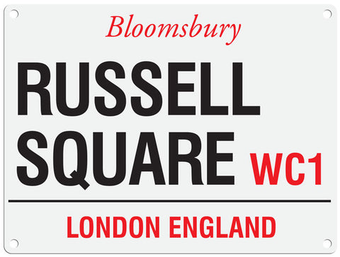 Russell Square WC1 London metal street sign